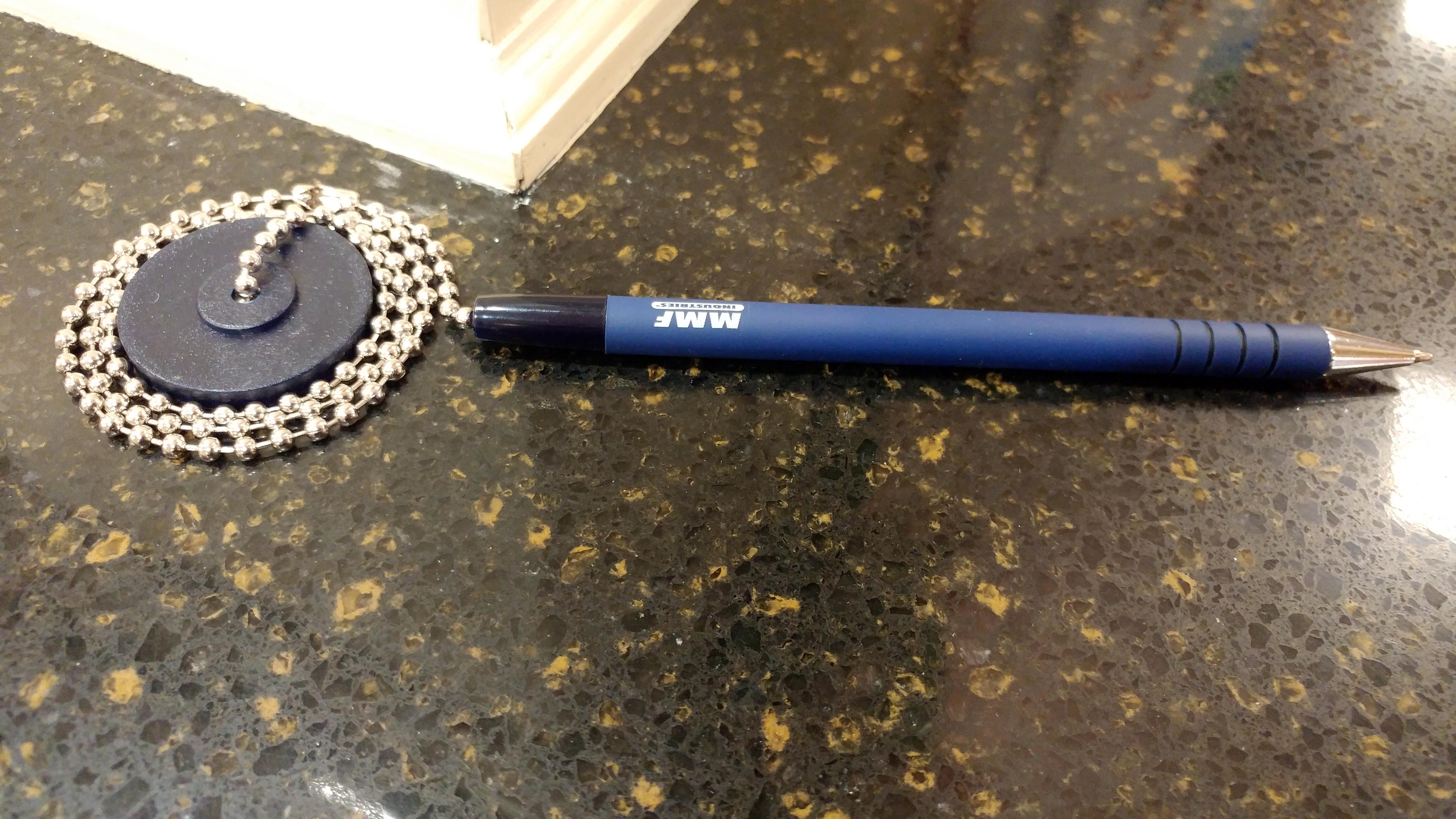 Pen on chain at bank